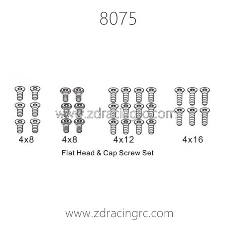 8075 Flat Head Cap Screw sets Parts for ZD Racing RC Car