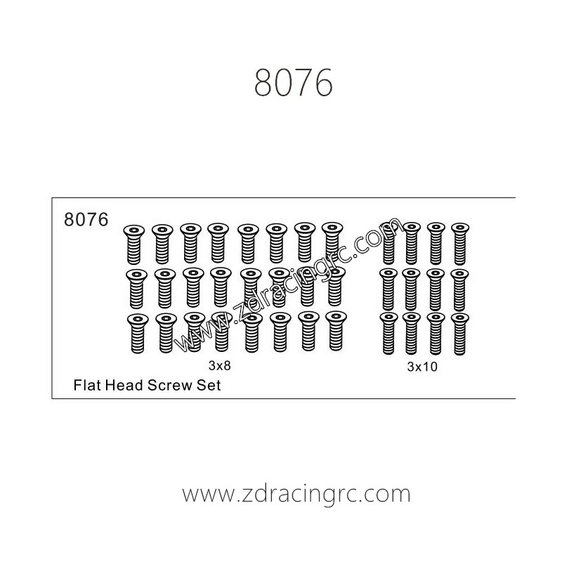 8076 Flat Head Screw set Parts for ZD Racing RC Car