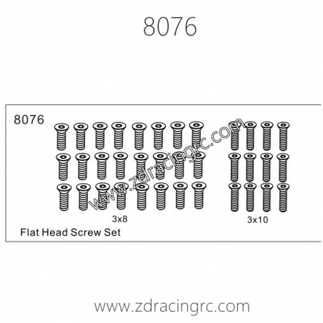 8076 Flat Head Screw set Parts for ZD Racing RC Car
