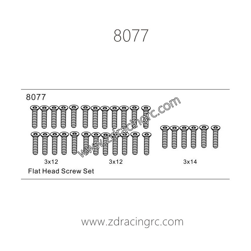 8077 Flat Head Screw set Parts for ZD Racing RC Car