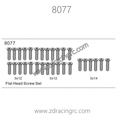 8077 Flat Head Screw set Parts for ZD Racing RC Car