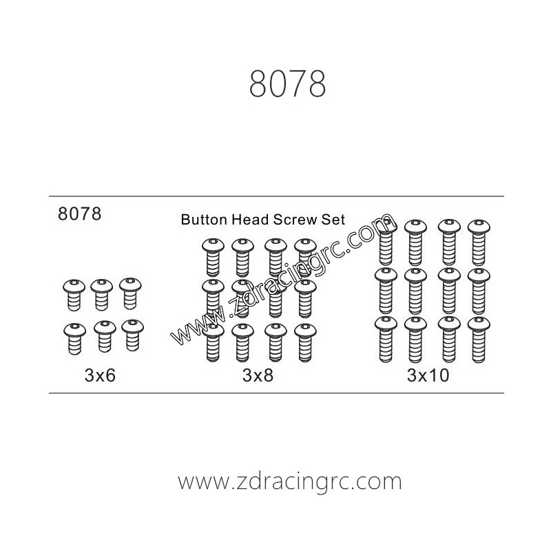 8078 Button Head Screw Set Parts for ZD Racing RC Car