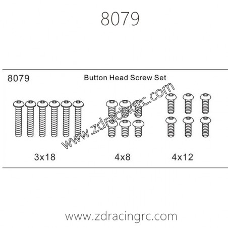 8079 Button Head Screw set Parts for ZD Racing RC Car