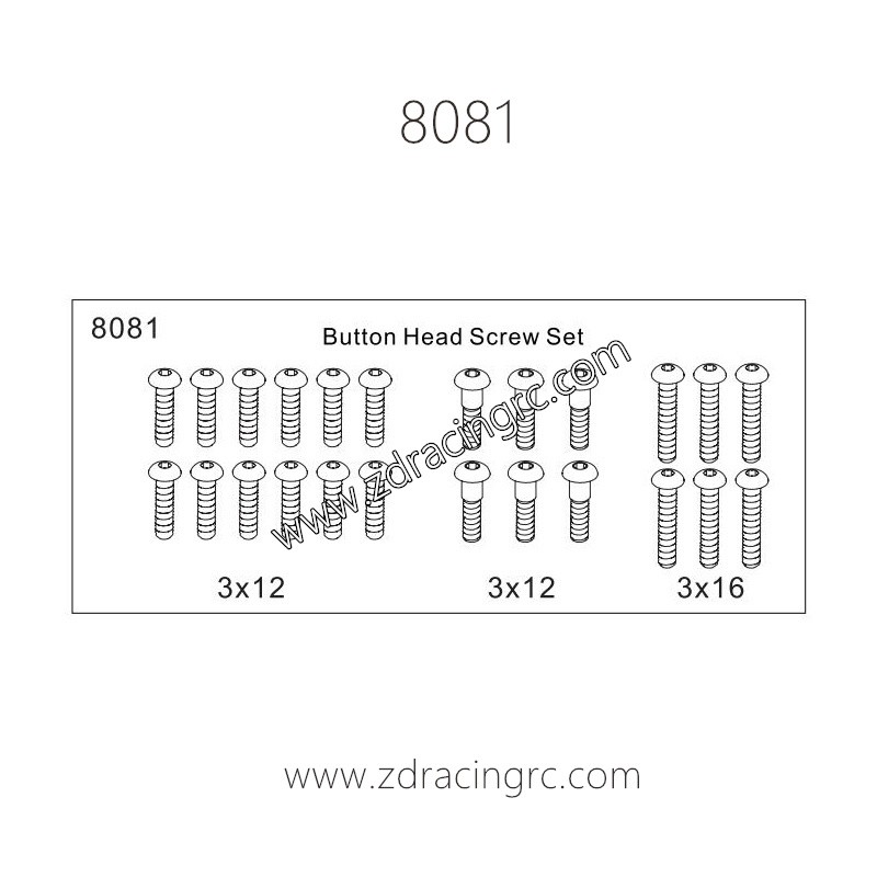 8081 Button Head Screw Set Parts for ZD Racing RC Car