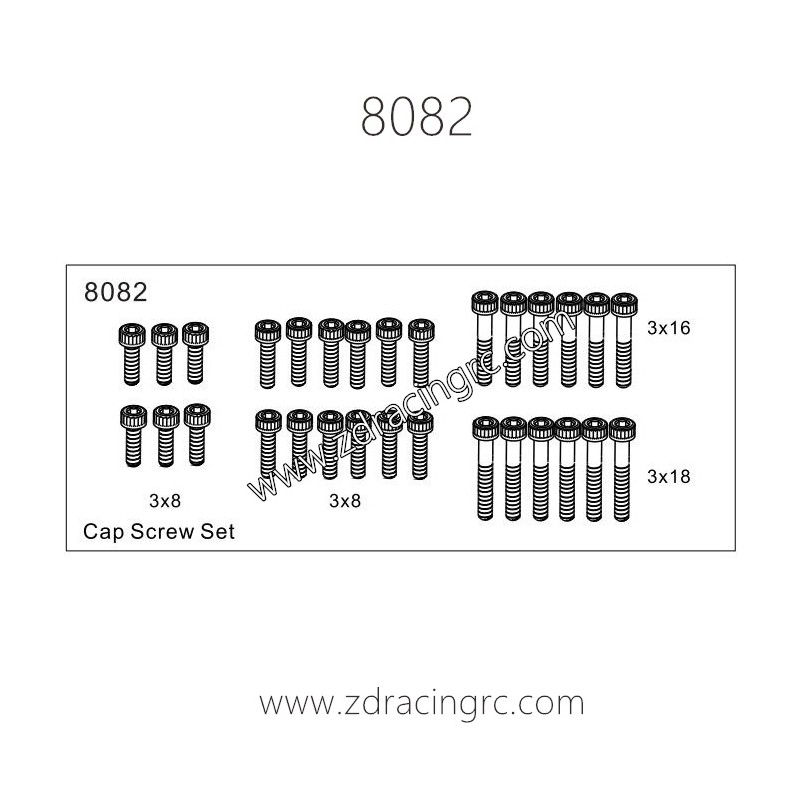 8082 Cap Screw set Parts for ZD Racing RC Car